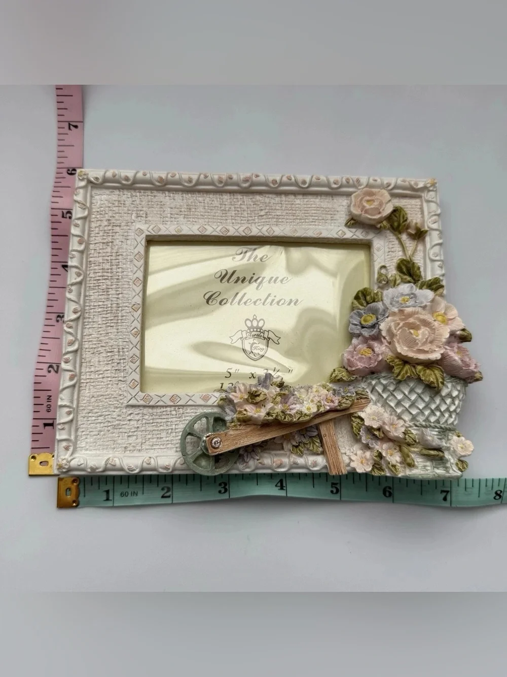 Turtle King Floral Flower Garden Wheelbarrow Photo Frame Vintage Cottagecore